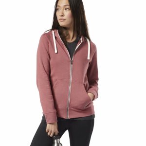 Bluza Z Kapturem Damskie Reebok Training Essentials Full-Zip Różowe PL 38HLEPU